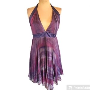 BCBGENERATION purple halter dress with pleated skirt